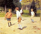 Boys Canvas Paintings - Boys Playing